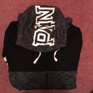 PINK black zip up sweatshirt